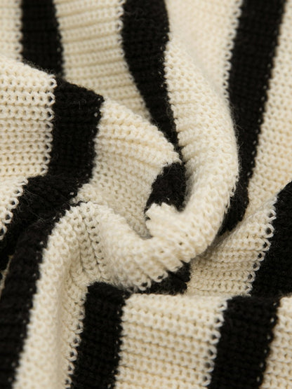 Border Knit U-Neck Cardigan_BDHL4481
