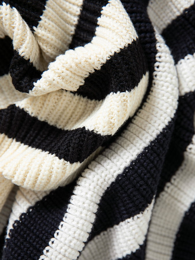Striped half zip up sweater HL4043