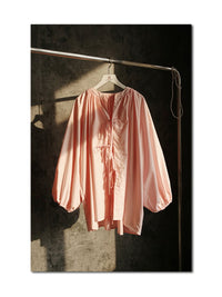 Back Lace-up Lantern Sleeve Shirt_BDHL4431