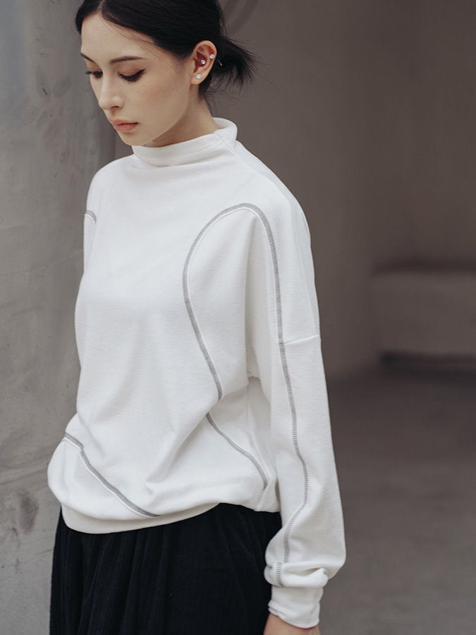 Mock Neck Stitch Pullover HL3968