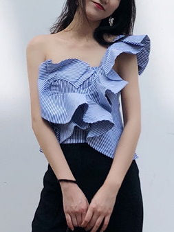 Voluminous Ruffle One Shoulder Blouse_9196