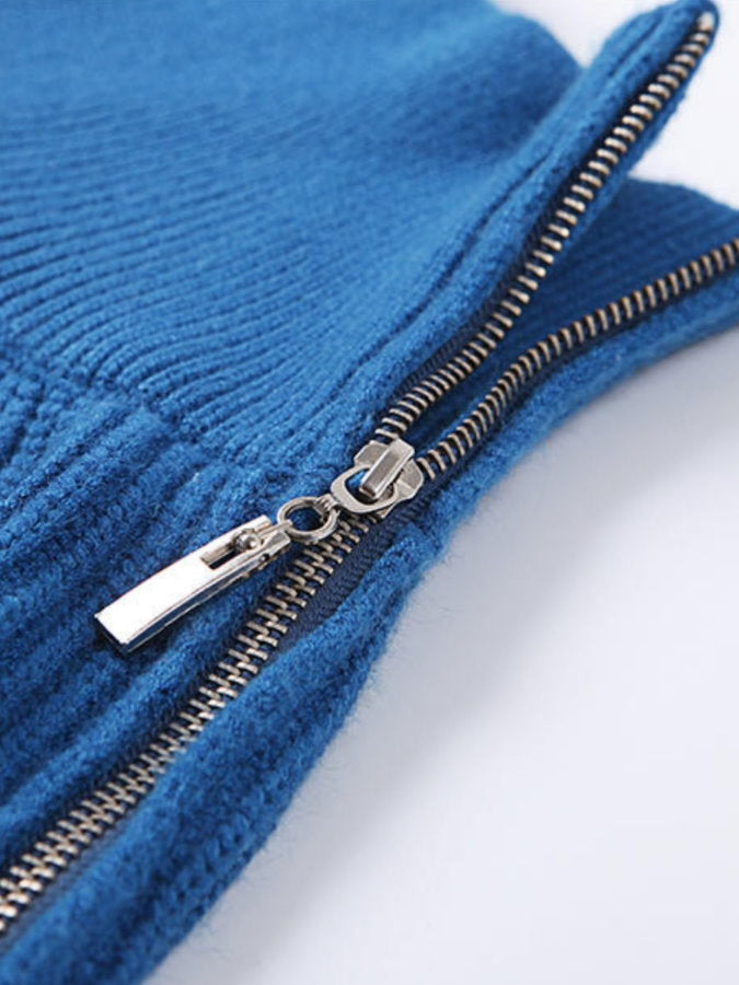 Shoulder zip knit pullover HL4054