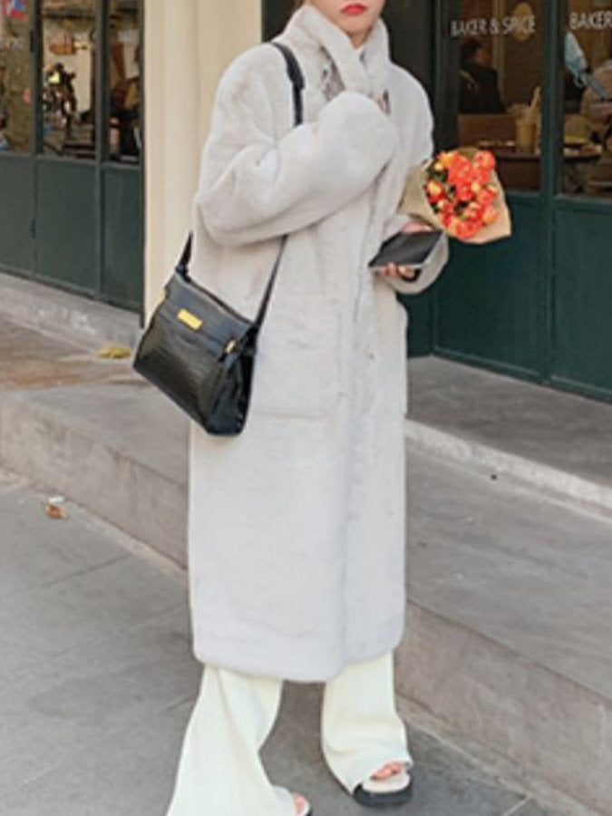 Stand Collar Fur Coat HL9593