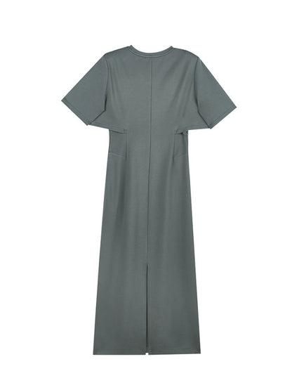 Faux Layered Short Sleeved Dress_BDHL4532