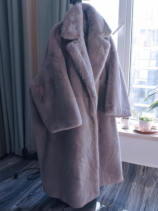 Rabbit faux eco-fur coat 9351