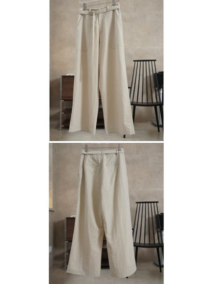 High Waist Wide Pants with Belt Strap_BDHL4399