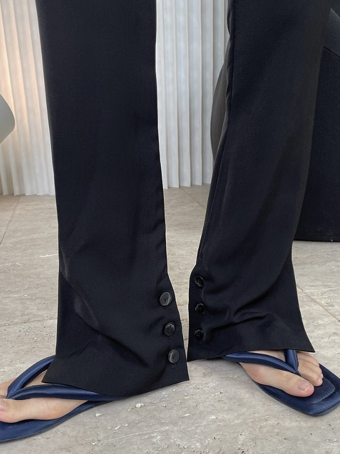 Hem slit slim pants 9304
