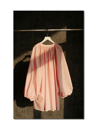 Back Lace-up Lantern Sleeve Shirt_BDHL4431