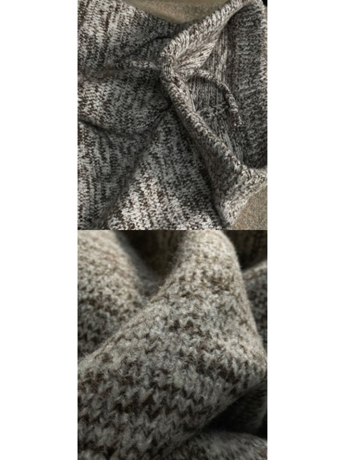 Hem ribbed design knit pants HL4219
