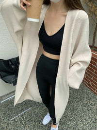 Buttonless long knit cardigan HL3839