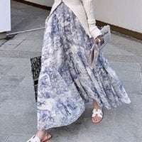 antique blue printed flared skirt 5713