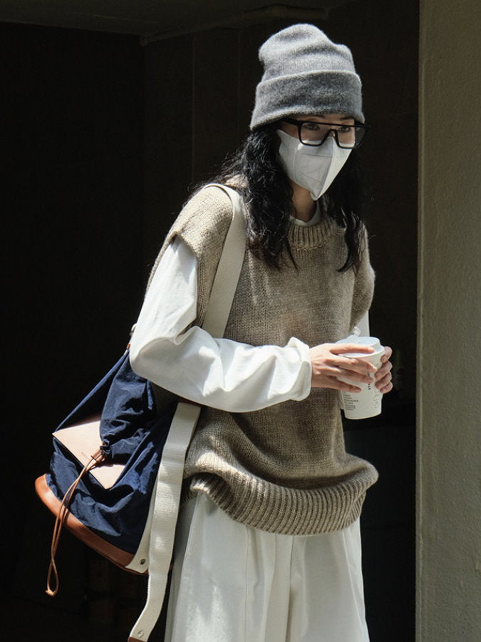 寬袖孔針織背心 HL3837