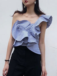 Voluminous Ruffle One Shoulder Blouse_9196