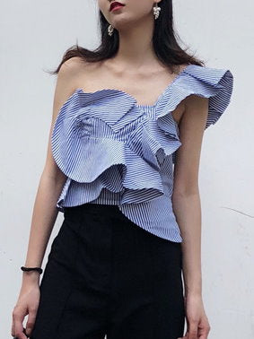 Voluminous Ruffle One Shoulder Blouse_9196