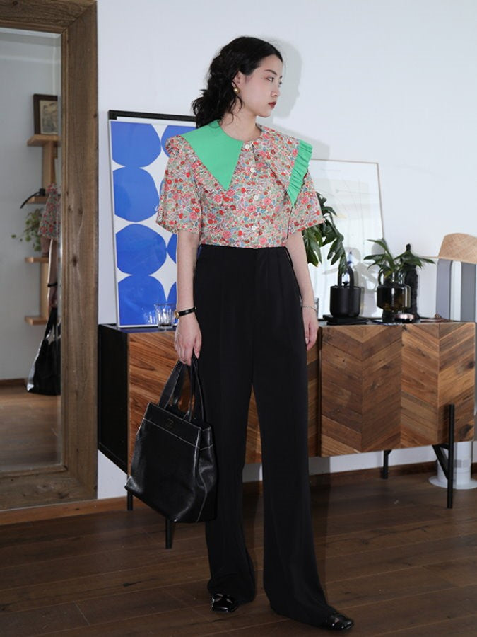 Waist Tucked Fabric Pants HL3921