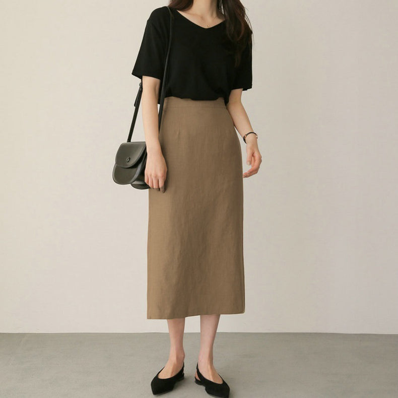 High Waist Natural Skirt 5704