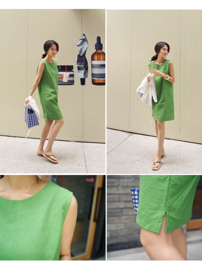 Sleeveless Vitamin Collar Dress HL3715