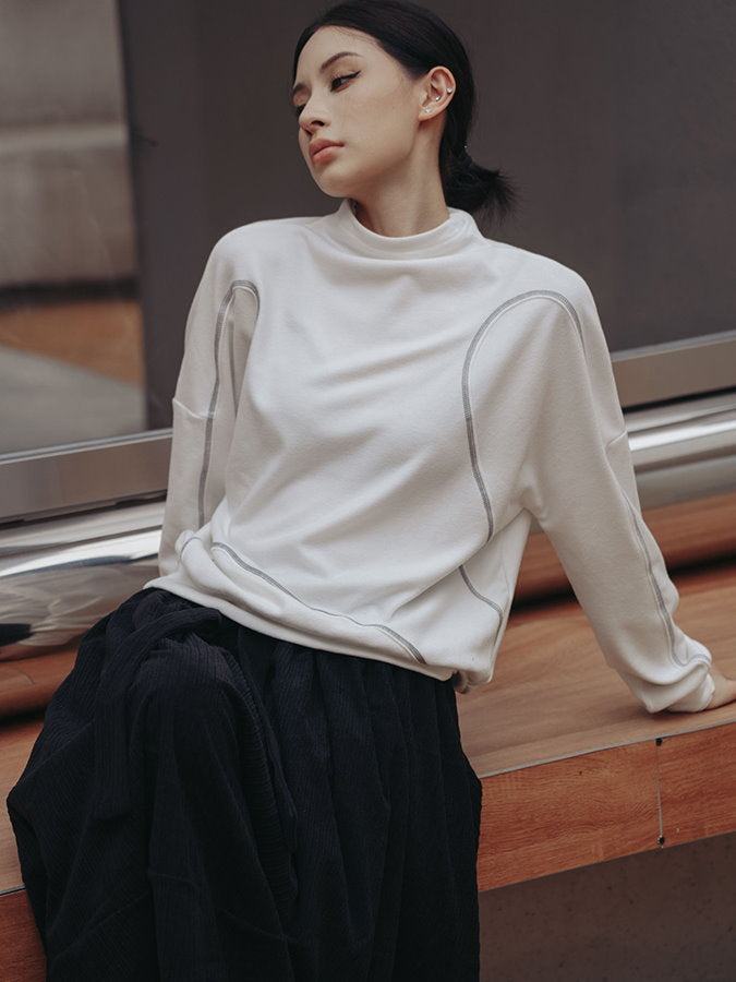 Mock Neck Stitch Pullover HL3968