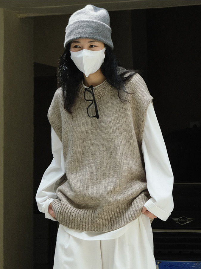 寬袖孔針織背心 HL3837