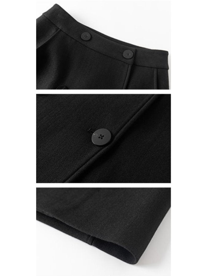 Front Button Long Wrap Skirt HL4257