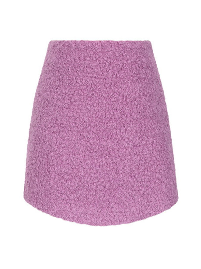 Round Hem Mohair Mini Skirt HL4260