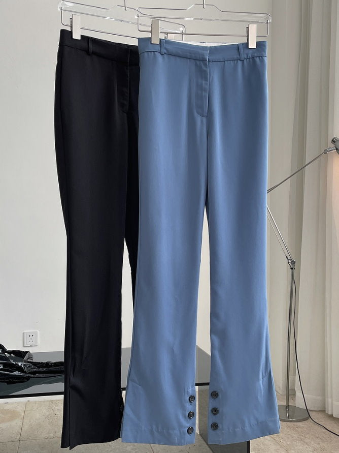 Hem slit slim pants 9304
