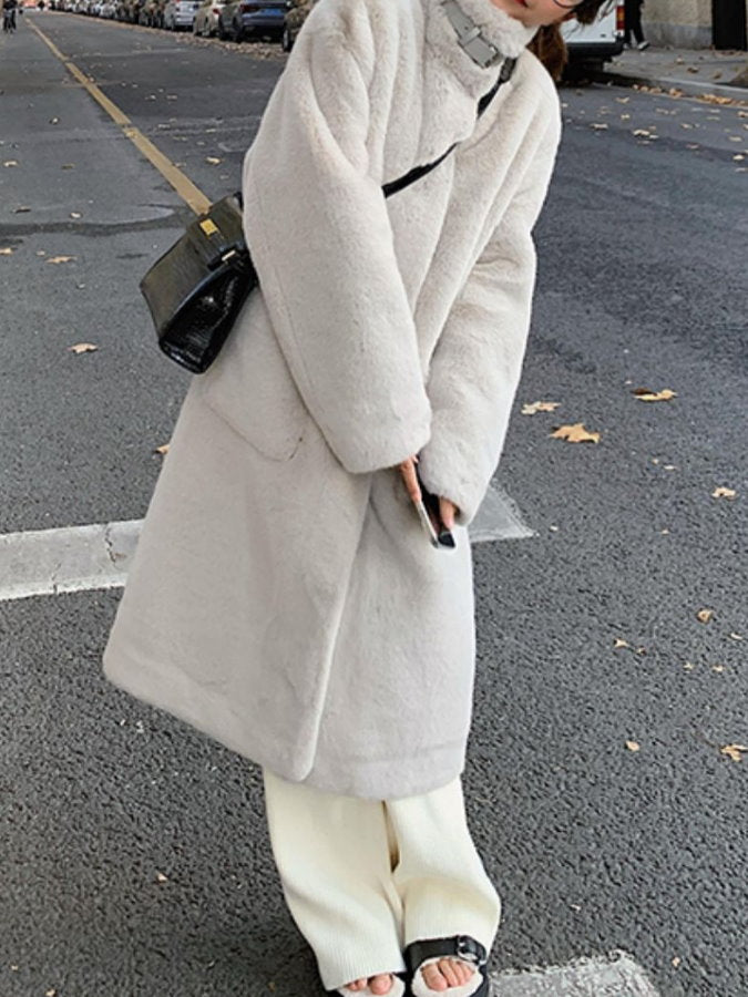 Stand Collar Fur Coat HL9593