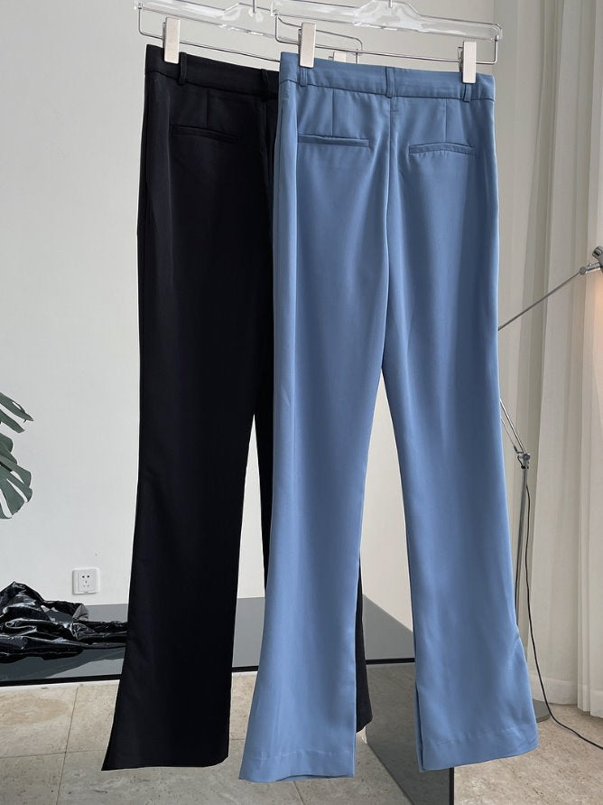 Hem slit slim pants 9304