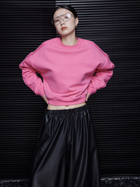 Moment Pink Loose Crewneck Sweatshirt_BDHL5050