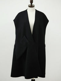 No Collar Black Gilet Coat HL3402