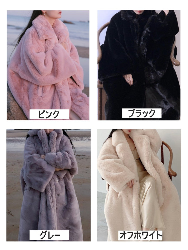 Rabbit faux eco-fur coat 9351