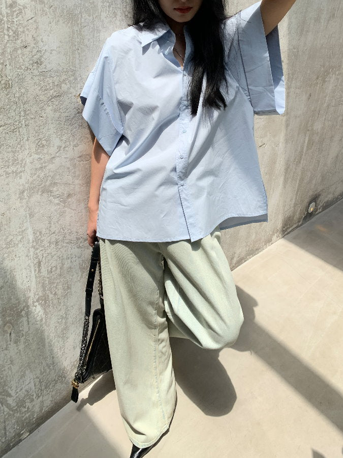 Big Cuff Sleeve Oversized Blouse_HL3761