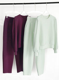 Round Neck Sweater Straight Pants Setup_BDHL4333