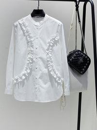 Cotton long sleeve ruffle shirt_BDHL5472