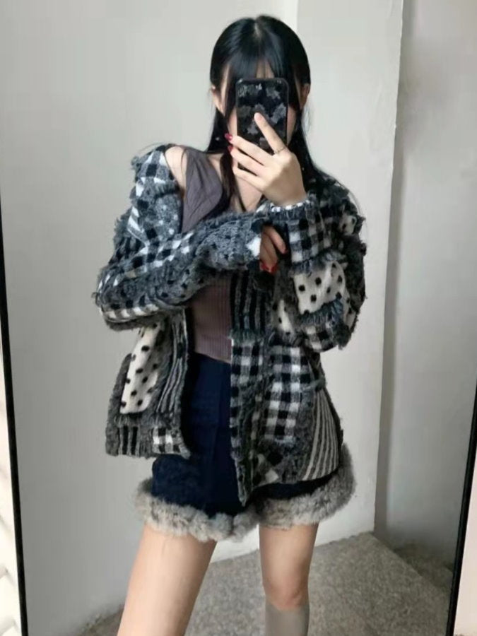 Patchwork block jacket HL3841