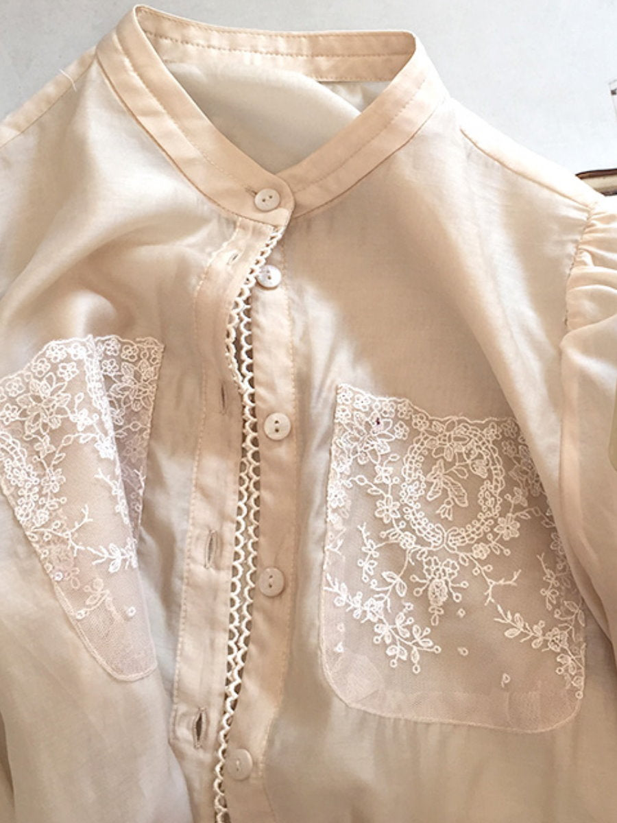 stand collar lace blouse 8910