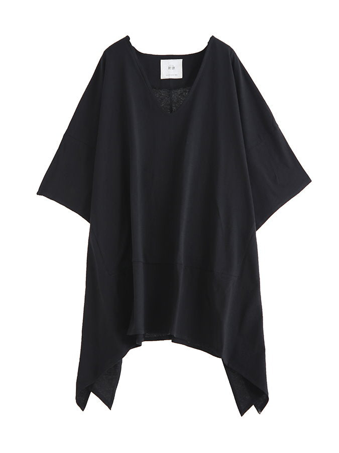 Irregular Hem Poncho V Neck T Shirt_HL3614
