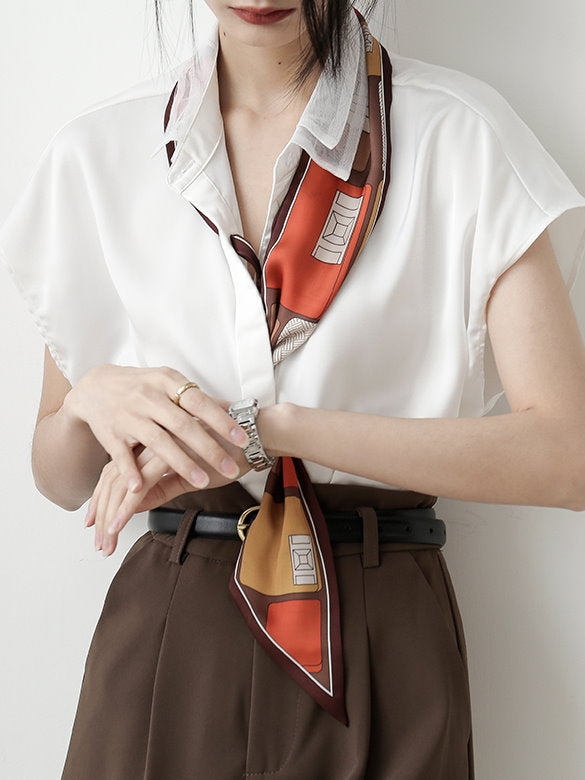 Narrow Scarf Chiffon Blouse 9118