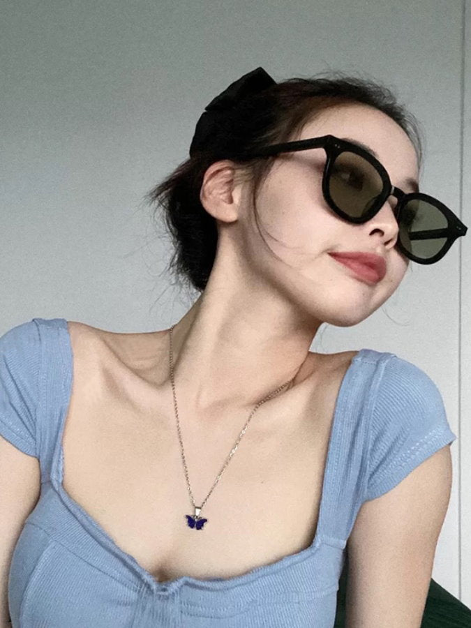 Black Frame Colored Lens Sunglasses HL3639