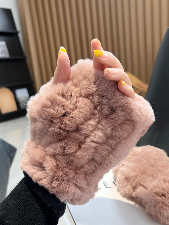Fingerless Fur Gloves HL4062