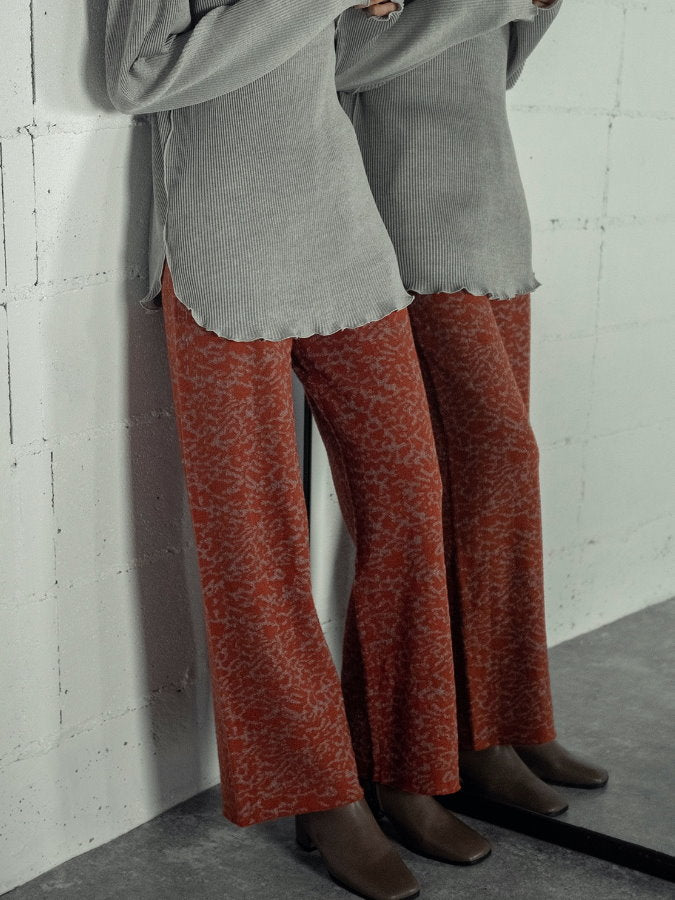 Jacquard Knit Straight Pants HL3908
