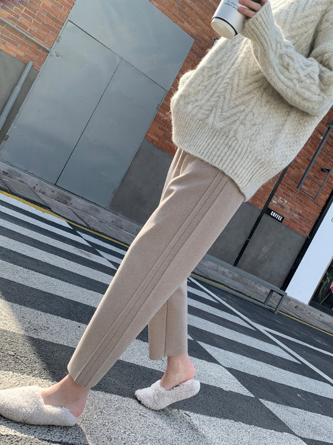 Brushed Back Ankle Pants_HL4114