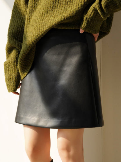 Eco-Leather Trapezeoid Miniskirt HL4122