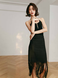 Hem Fringe Tight Skirt HL3883