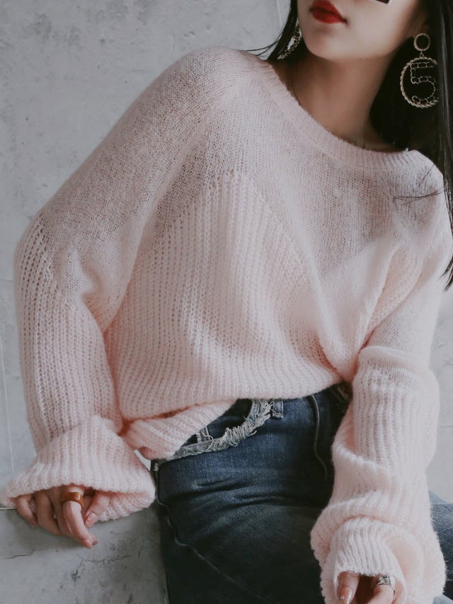 Gradient Mohair Loose Knit Pullover_BDHL4350