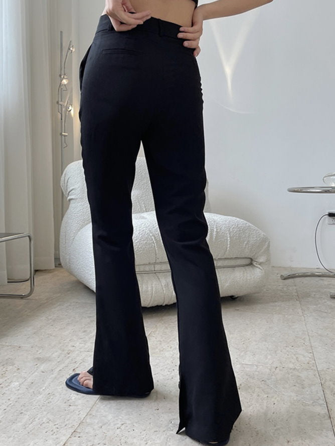 Hem slit slim pants 9304