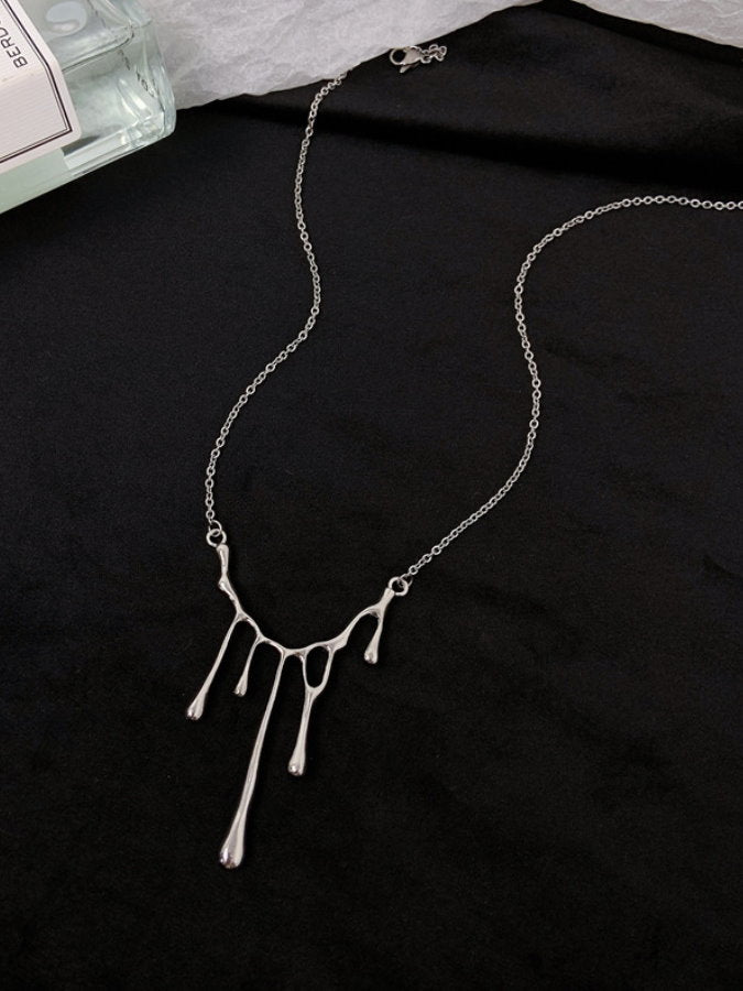 Water Drops Silver Necklace HL3481