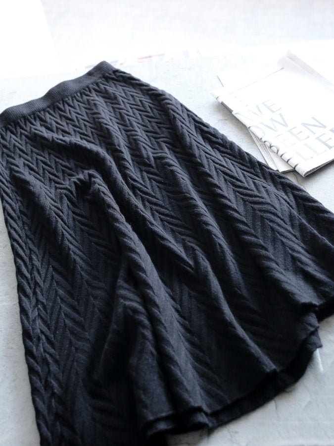 Herringbone Knit Middle Skirt HL4235