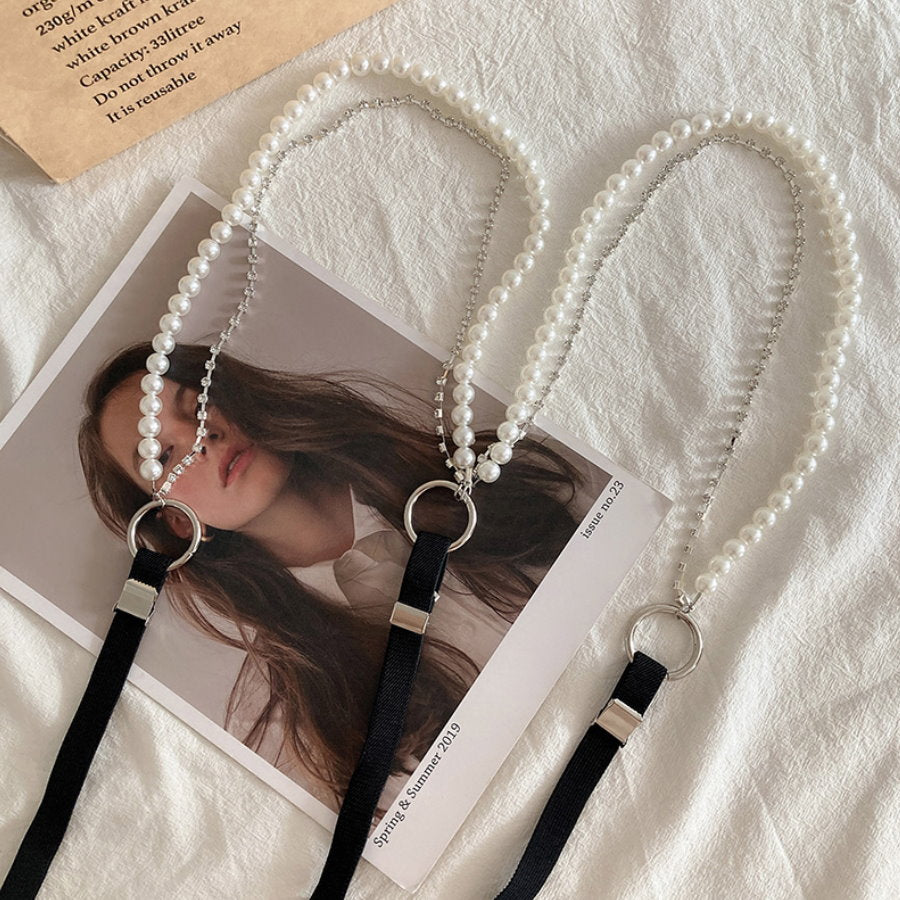 Rhinestone Pearl Strap Suspenders HL3932