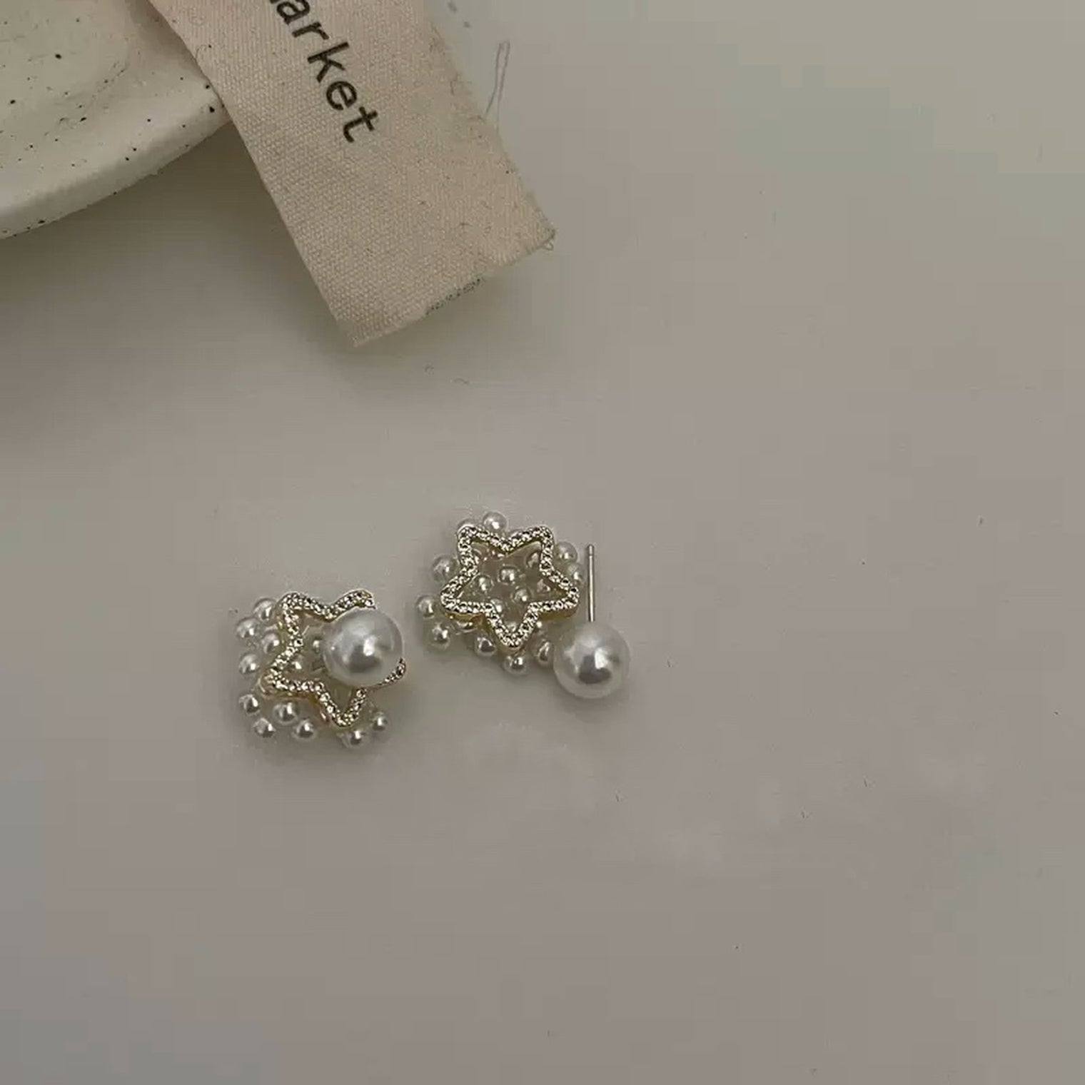 Pearl star earrings_8826